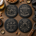 [NAAM] – The Grill Master Ronde Leistenen Onderzetters