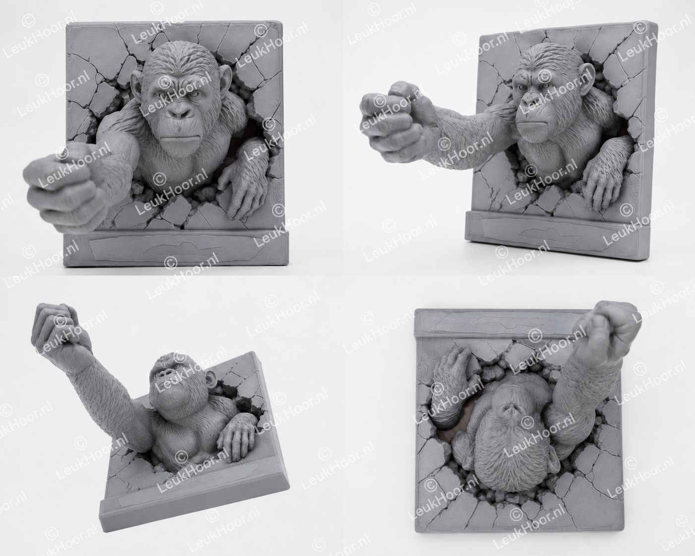 XXL Gorilla Muurlamp – 3D Geprint & Handgeschilderd | 40×40×46 cm