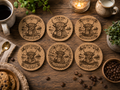 Schotse Hooglander Kurk Onderzetters – Set van 6 | LeukHoor