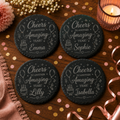 Happy Birthday set van 4 ronde leistenen onderzetters met naam